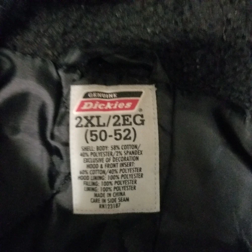 Dickies Jacket Mens Extra Large 2XL Black Hooded‎ Workwear Canvas Fleece Lined